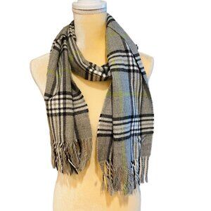 Gray and Black Plaid Scarf Standard Size